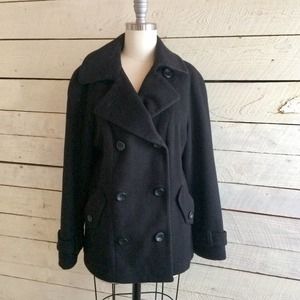 Talbots black wool pea coat